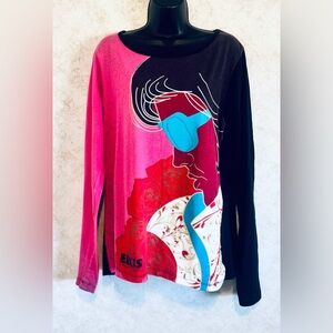 Viva Elvis Cirque Du Soleil Long Sleeve Tee Shirt Embellished  XXL Runs Small